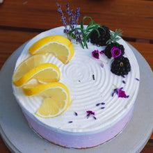 Load and play video in Gallery viewer, Lavender Lemon Rare Cheesecake | siliancakery.ca
